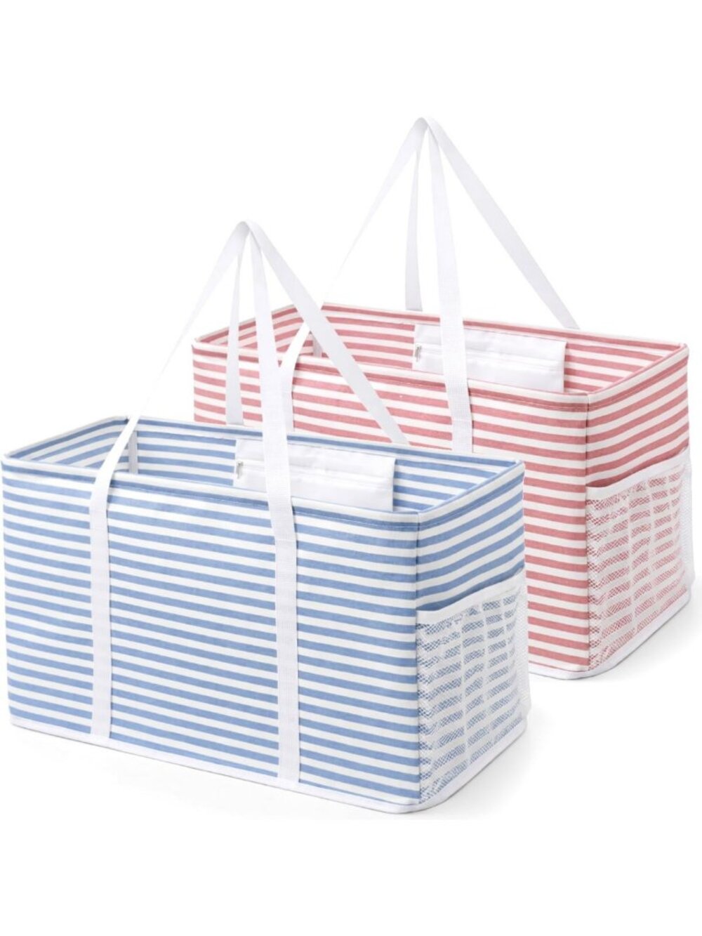 Spacious Reusable Tote Bags - 46L Eco-Friendly Shopping Bags, 2 Pack Pink & Blue